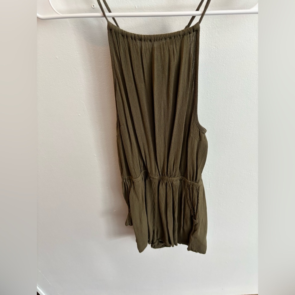 H&M Divided Olive Green Spaghetti Strap Short Romper